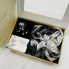 Set Quà HimHip Khăn Lụa Vuông 70x70cm & Cài Khăn, Cài Áo, Khuyên Tai Kèm Túi Hộp Thiệp - 606