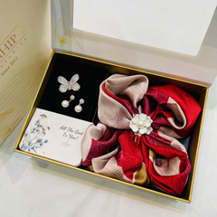 Set Quà HimHip Khăn Lụa Vuông 70x70cm & Cài Khăn, Cài Áo, Khuyên Tai Kèm Túi Hộp Thiệp - 607