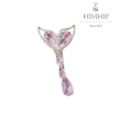 Kẹp Mái Mỏ Vịt HimHip Đính Đá Phale Dáng Đuôi Cá Sang Trọng 3x5.5cm