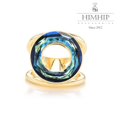 Cài Khăn 4 Chấu HimHip Size To Mặt Tròn Sang Trọng HKCC Đính Phale 2x2.5cm - Ánh Xanh