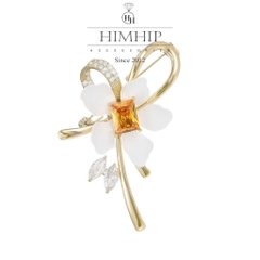 Trâm, Ghim Cài Áo HimHip Hoa Thủy Tiên 5 Cánh Quý Phái HKCC Đính Phale 3*6cm