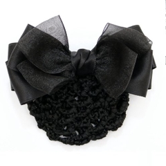 Kẹp Bối, Búi Lưới HimHip Phối Vải Voan Nơ To Thanh Lịch 7x13cm