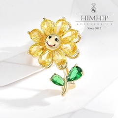 Trâm, Ghim Cài Áo Nhỏ HimHip Bông Hoa Mặt Cười Đáng Yêu HKCC Đính Phale 2,5*1,6cm