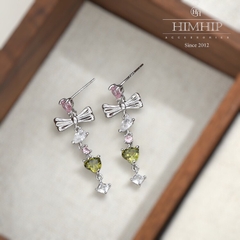 Khuyên Tai Ngắn HimHip HKCC Nơ Phale Phối Tua Rua Thanh Lịch  3.5*1.2cm