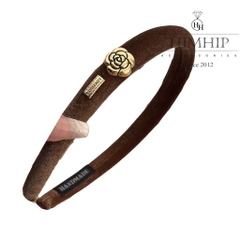 Bờm HimHip Phối Vải Nhung Charm Hoa Hồng Sang Trọng 1.8cm