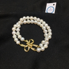 [Thiết kế] Set Trang Sức HimHip Trai Thật 8Li Vòng Cổ 42cm, Vòng Tay 19cm Khóa Mặt Nơ Đính Phale Sang Trọng