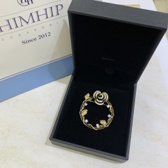 Trâm, Ghim Cài Áo HimHip Vòng Tròn Hoa Hồng Đen Quý Phái HKCC Đính Phale 3,5*4cm