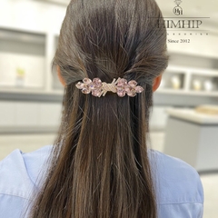 Kẹp Bấm HimHip HKCC Đính Đá Phale Nơ Thắt Sang Trọng 9x2.5cm - Tím