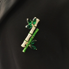 Trâm, Ghim Cài Áo HimHip Song Tre Xanh Sang Trọng HKCC Đính Phale 3,8*5cm