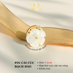 [Thiết Kế] Pin Cài Cúc HimHip HKCC Bạch Đào HKCC Khảm Trai 1.1cm