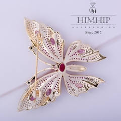Trâm, Ghim Cài Áo HimHip Bướm Cánh Đá Sang Trọng HKCC Đính Phale 3,5*5cm Phụ Kiện Áo Dài