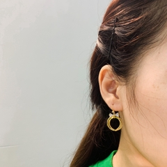 Khuyên Tai Ngắn HimHip Nơ Vòng Tròn Sang Trọng HKCC Đính Phale 1.5x3cm