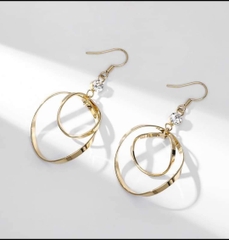 Khuyên Tai Dài HimHip 2 Vòng Xoắn Sang Trọng HKCC Đính Phale 3x5.5cm