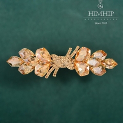 Kẹp Bấm HimHip HKCC Đính Đá Phale Nơ Thắt Sang Trọng 9x2.5cm - Vàng