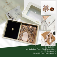 Set Quà 8/3 HimHip Khăn Lụa Tuban 95*10cm & Cài Áo Kèm Túi Hộp Thiệp - 412