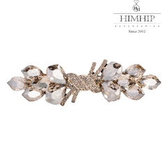 Kẹp Bấm HimHip HKCC Đính Đá Phale Nơ Thắt Sang Trọng 9x2.5cm - Xám