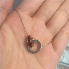 Dây chuyền BVL 2 tròn móc đính đá phale cao cấp 40+5cm