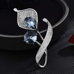 Trâm, Ghim Cài Áo HimHip Hoa Vân Môn Sang Trọng HKCC Đính Đá Sapphire 3*5,5cm