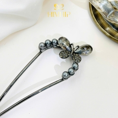 Trâm Cài Tóc HimHip HKCC Kim Điệp Lục Châu 11.5x4.5cm Kèm Hộp Phụ Kiện Áo Dài