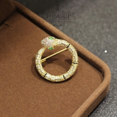 Trâm, Ghim Cài Áo Nam Nữ HimHip Rắn Mắt Xanh Sang Trọng HKCC Đính Phale 2,5*3cm