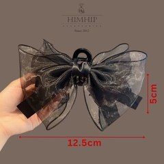 Kẹp Càng Cua Himhip Composite Phối Vải Voan Thắt Nơ Sang Trọng 16 Răng 12.5x5cm