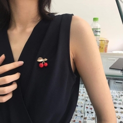 Trâm, Ghim Cài Áo Nhỏ HimHip Chùm Cherry Đôi Đáng Yêu HKCC 2,5cm