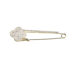 Trâm, Ghim Cài Kim Băng HimHip Hoa 4 Cánh May Mắn HKCC Đính Phale 1x5cm