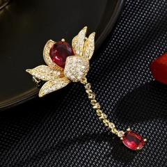 Trâm, Ghim Cài Áo Nhỏ HimHip Hoa Sen Tua Dài Sang Trọng HKCC Đính Phale 2,5*5cm
