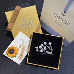 Trâm, Ghim Cài Áo HimHip Hươu Phối Cành Lá Độc Đáo HKCC Đính Phale 4*5 cm
