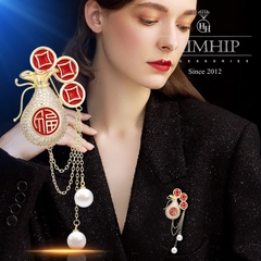 Trâm, Ghim Cài Áo HimHip Hà Bao Cổ Trang Sang Trọng HKCC Mix Trai 3,5*4,5cm