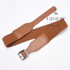 Dây Lưng HimHip Da Thật Khoá Vuông Mix Chun Co Giãn 4x75.5cm