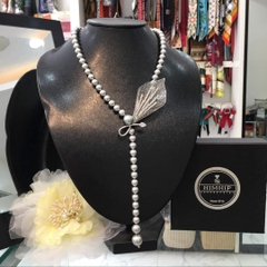 [Thiết Kế] Vòng Cổ HimHip Tinh Thể Ngọc Trai 8Li Mặt Lá Phale Sang Trọng 50+0cm Phụ Kiện Áo Dài