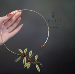 Kiềng Cổ HimHip Hạt Giả Trai Lộc Non Chồi Biếc Thanh Lịch 15cm Phụ Kiện Áo Dài - Đỏ