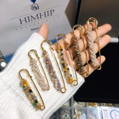 Trâm, Ghim Cài Kim Băng HimHip Kết Đá Nhỏ Sang Trọng HKCC Đính Hạt Cườm 5.5-7.5cm
