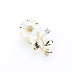 Trâm, Ghim Cài Áo Nhỏ HimHip Bông Hoa Khảm Trai Nhỏ Đáng Yêu HKCC Đính Phale 1,5*2,8cm