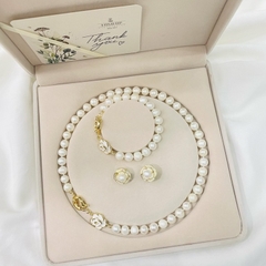 Set Vòng Cổ,Vòng Tay,Khuyên Tai Ngọc Trai Thật Mix Hoa Hồng Cao Cấp Sang Trọng Kèm Hộp Nhung ( không tách set)