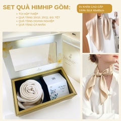Set Quà HimHip Khăn Lụa Cao Cấp 65x65cm Kèm Túi Hộp Thiệp - 1150