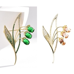 Trâm, Ghim Cài Áo HimHip Cành Hoa Chuông Sang Trọng HKCC Đính Phale 3*6cm