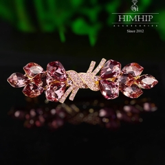 Kẹp Bấm HimHip HKCC Đính Đá Phale Nơ Thắt Sang Trọng 9x2.5cm - Tím
