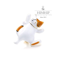 Trâm, Ghim Cài Áo HimHip Mèo Thần Tài May Mắn HKCC 1,5*3cm