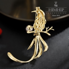 Trâm, Ghim Cài Áo HimHip Chim Khổng Tước Sang Trọng HKCC Mix Trai 3*6cm