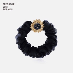 Scrunchies HimHip Phối Vải Voan Mặt Hướng Dương - Bướm Thanh Lịch 3cm