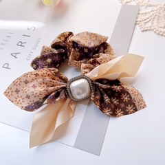 Scrunchies Nơ Vải Hoạ Tiết Hoa Nhí Thanh Lịch 5cm