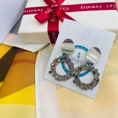 Khuyên Tai Ngắn HimHip Hình Tròn Thanh Lịch HKCC Đính Phale 2x3.5cm