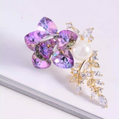Trâm, Ghim Cài Áo HimHip Chùm Hoa Đá Thanh Lịch HKCC Mix Trai 3,5*4cm