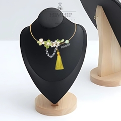 Kiềng Cổ HimHip Hạt Giả Trai Mix Khảm Trai Xuân Hoa Ngọc Nữ Sang Trọng 15cm Phụ Kiện Áo Dài - Xanh Nõn