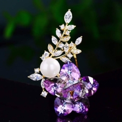 Trâm, Ghim Cài Áo HimHip Chùm Hoa Đá Thanh Lịch HKCC Mix Trai 3,5*4cm