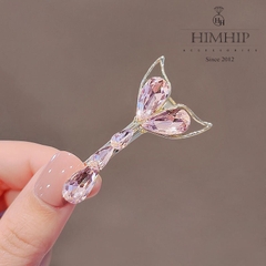 Kẹp Mái Mỏ Vịt HimHip Đính Đá Phale Dáng Đuôi Cá Sang Trọng 3x5.5cm