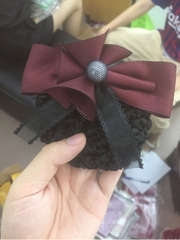 Kẹp Bối, Búi Lưới HimHip Phối Vải Trơn Tạo Hình Bó Hoa Thanh Lịch 7x12cm
