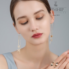 Khuyên Tai Dài HimHip Dây Mảnh Phối Đôi Bướm Thanh Lịch HKCC Đính Phale 0.7x8.5cm